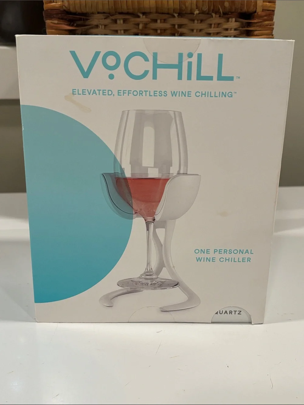 VoChill Personal Stemmed Wine Chiller in Quartz NIB